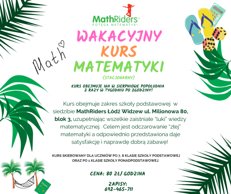 Wakacyjny kurs matematyczny w Mathriders!