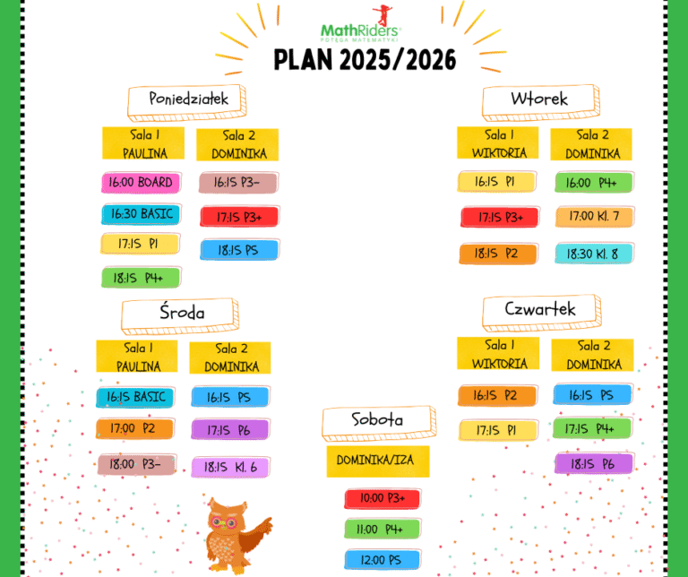 Harmonogram zajęć na rok szkolny 2025/2026!